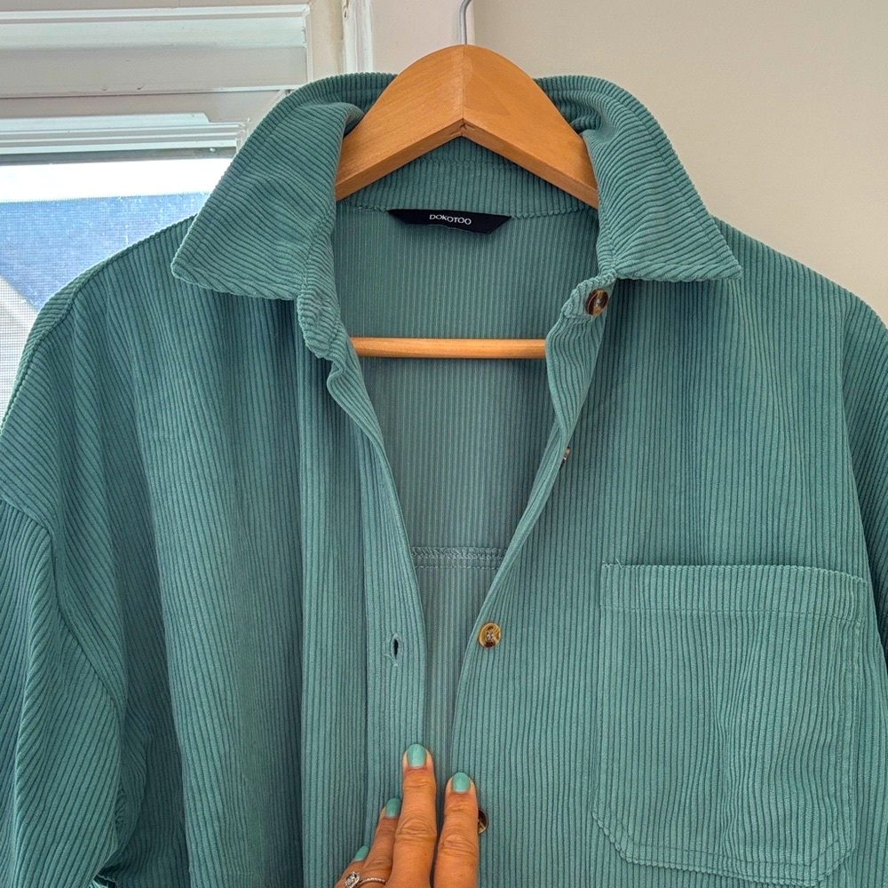 Dokotoo Women's Green Button Down Shirt